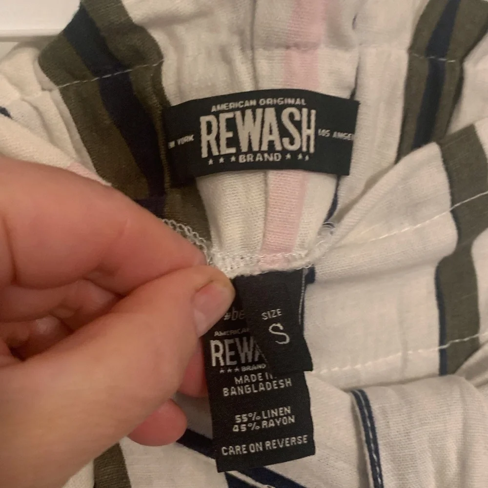 Rewash Striped Paper Bag Wide Leg Pants - Picture 5 of 7